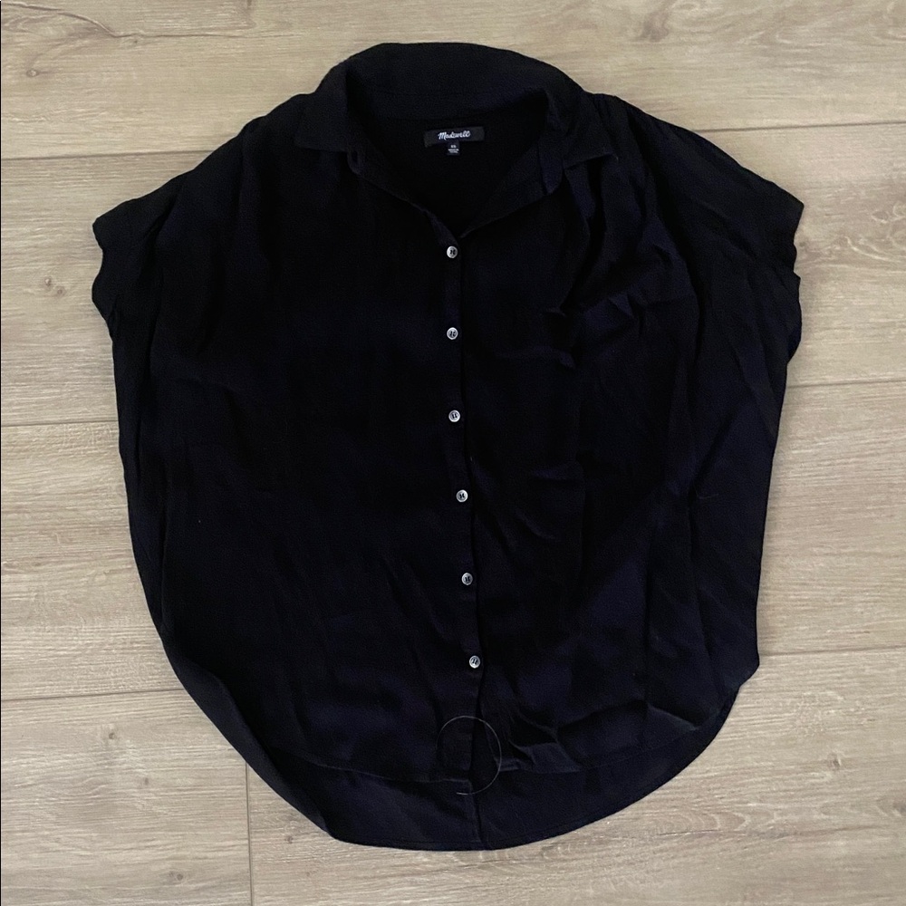 Madewell Women's Black Central Drapey Popover Shirt XS